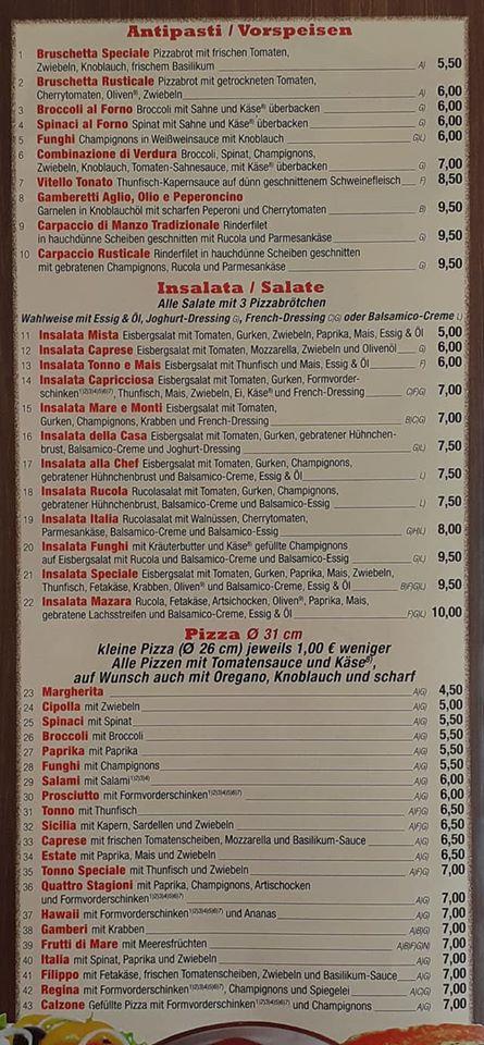 Menu at Pizzeria Mazara - Pizza Taxi, Grevenbroich