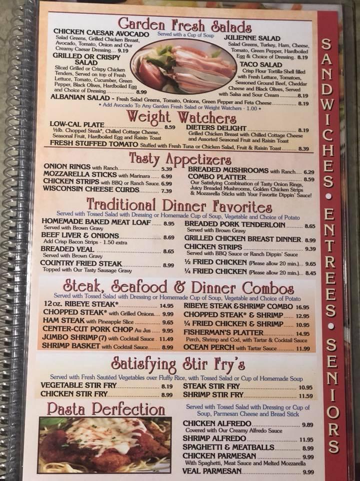 Menu at River Park Family Restaurant, Sheboygan Falls