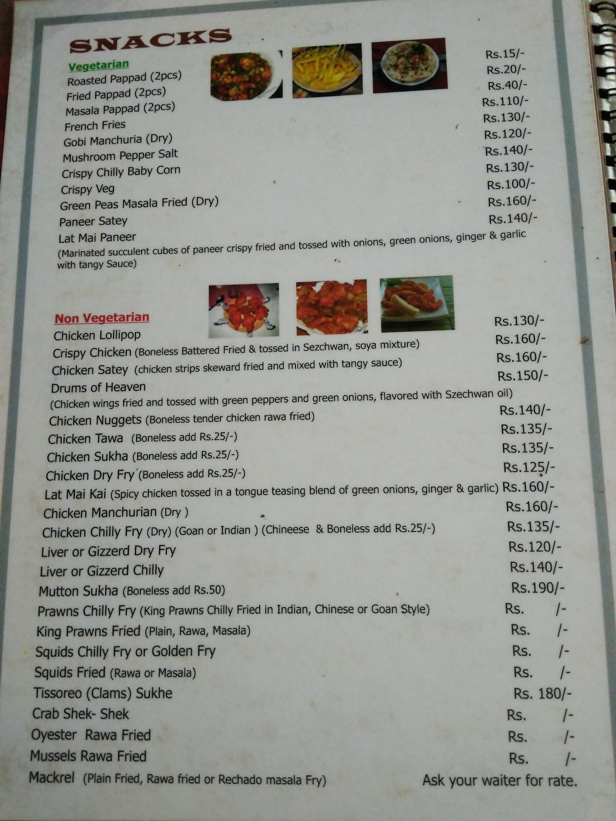 Goan Spice a Family Restaurant with Bar menu