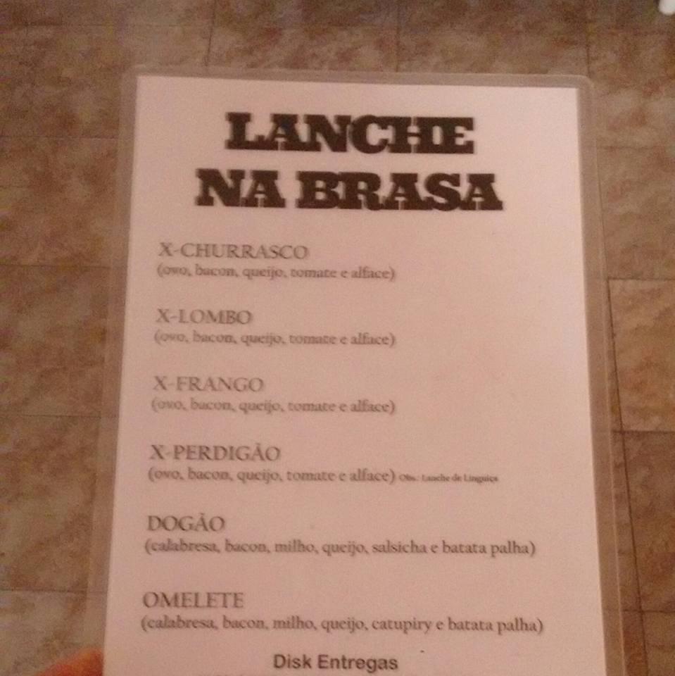 Lanche na brasa cardápio