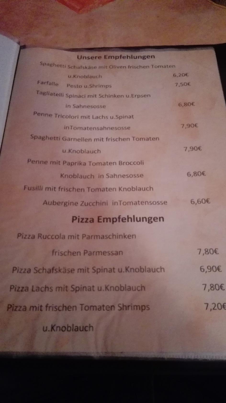 Speisekarte von Piccolo Mondo restaurant, Heddesheim