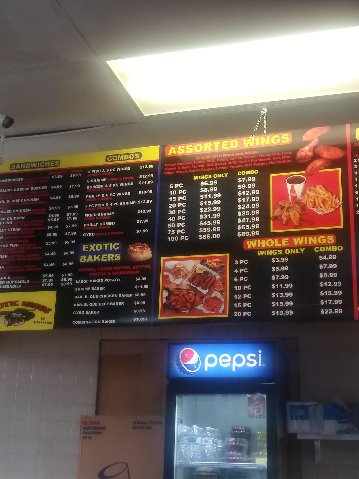 Menu at Exotic Wings & Things fast food, Birmingham, 208 Green Springs ...