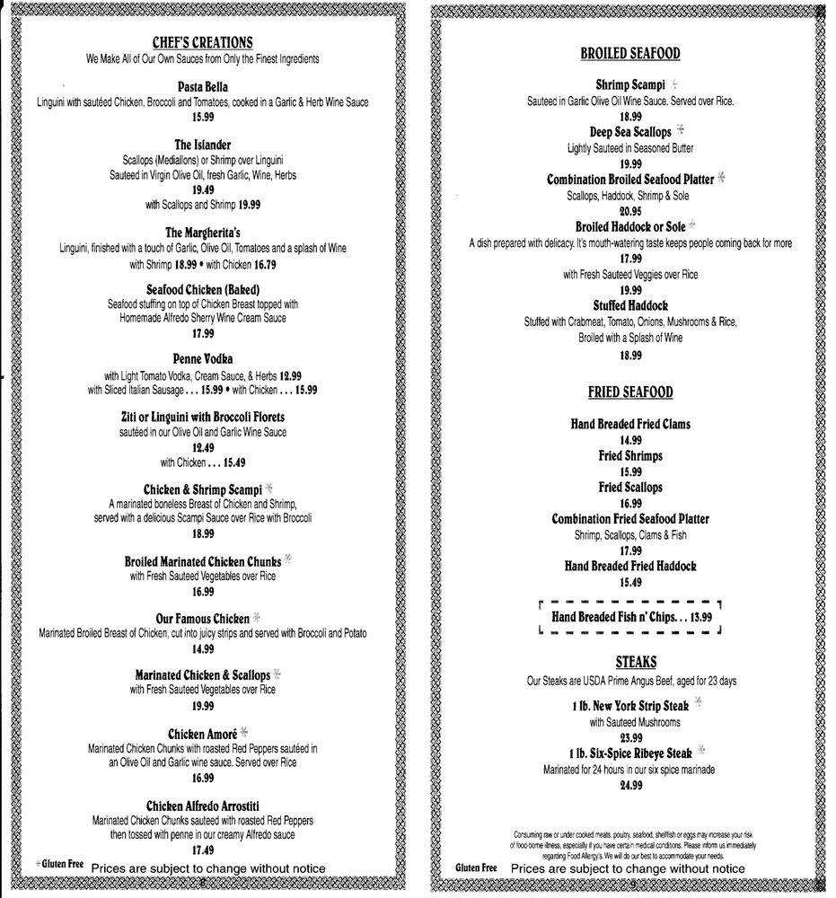 Blue Ribbon Restaurant Bakery Menu