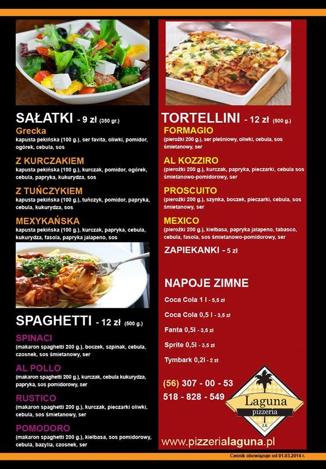 Menu at Pizzeria Laguna, Torun, Powstańców Śląskich 1