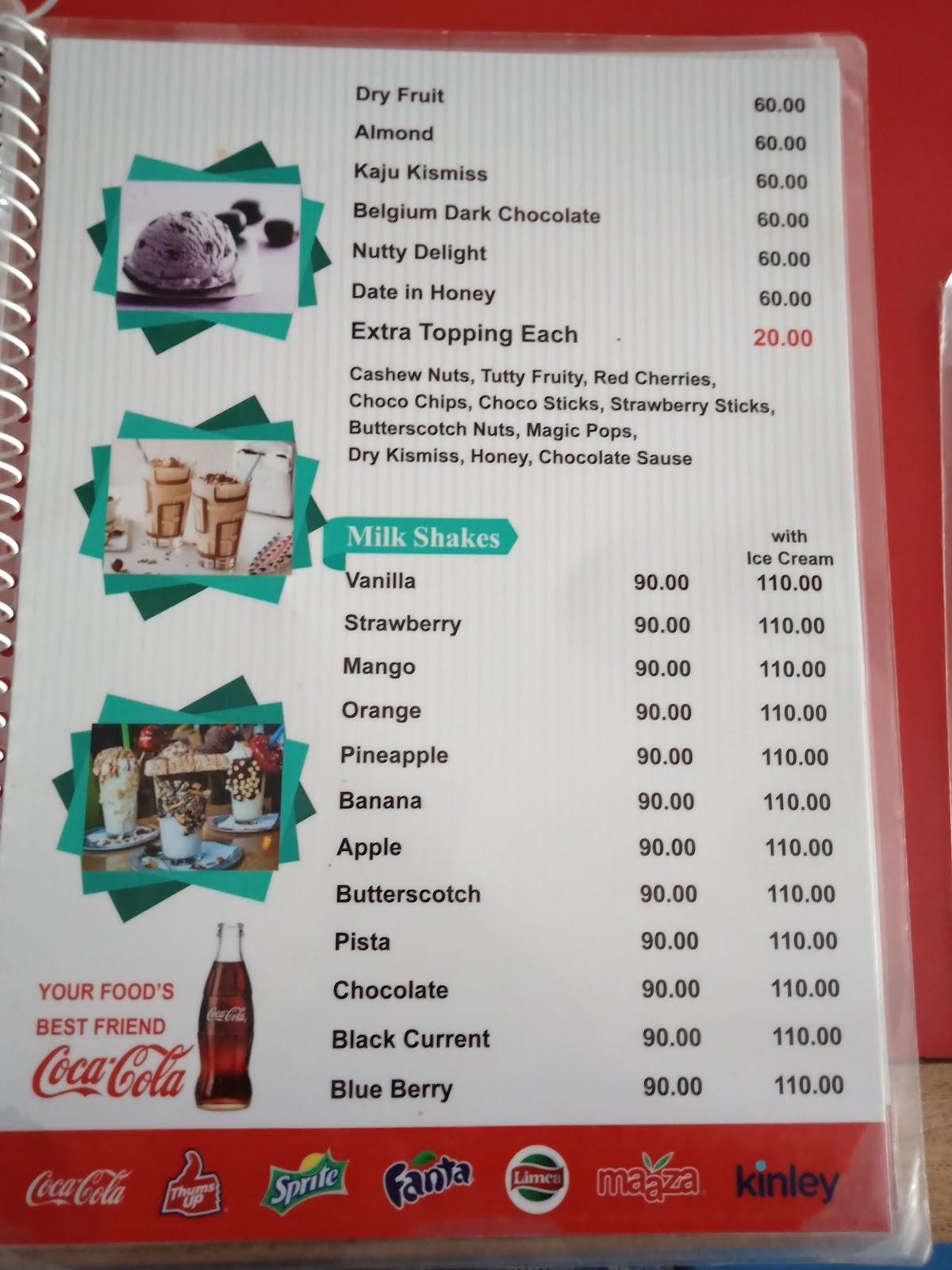 Bake Way menu