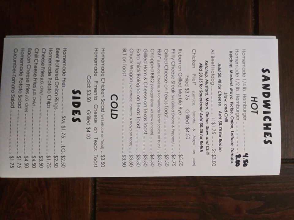 Carta del restaurante Country Kitchen, Lilesville