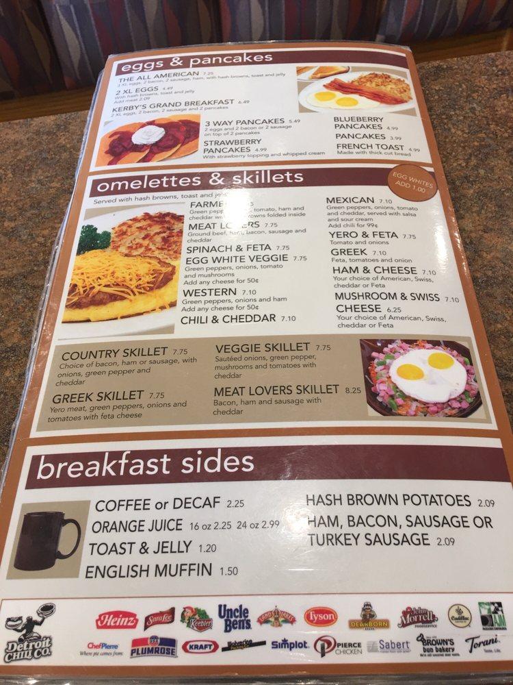 Menu at Kerby's Koney Island restaurant, Livonia, 37155 Six Mile Rd