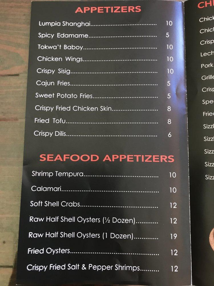 Menu at The Dancing Crabs restaurant, Chino