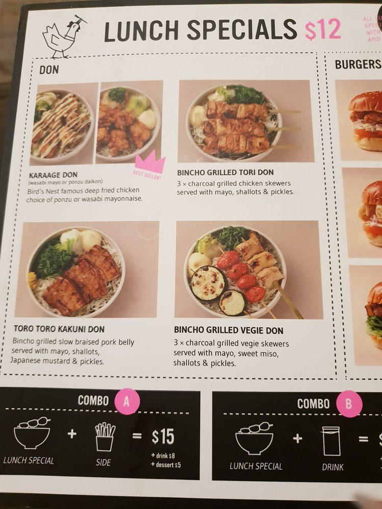 Menu at Bird's Nest Fortitude Valley restaurant, Brisbane City, Shop