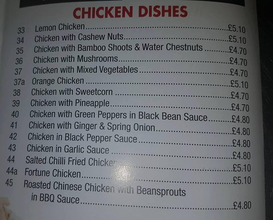 Menu at Boultham Park Chinese Takeaway fast food, Lincoln