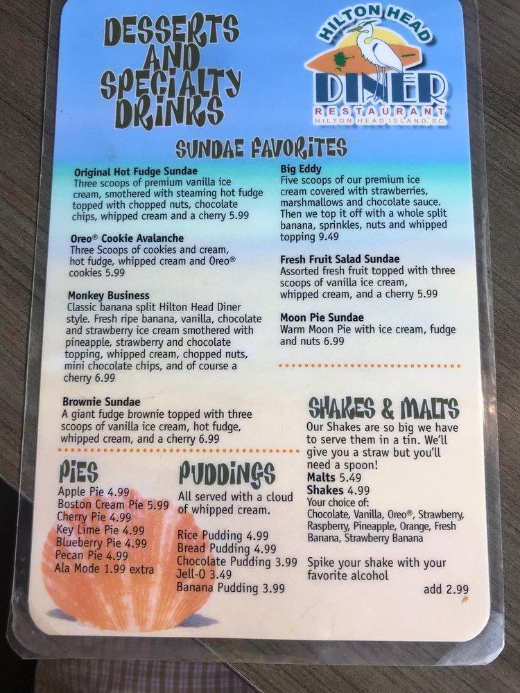 Menu at Hilton Head Diner Restaurant, Hilton Head Island