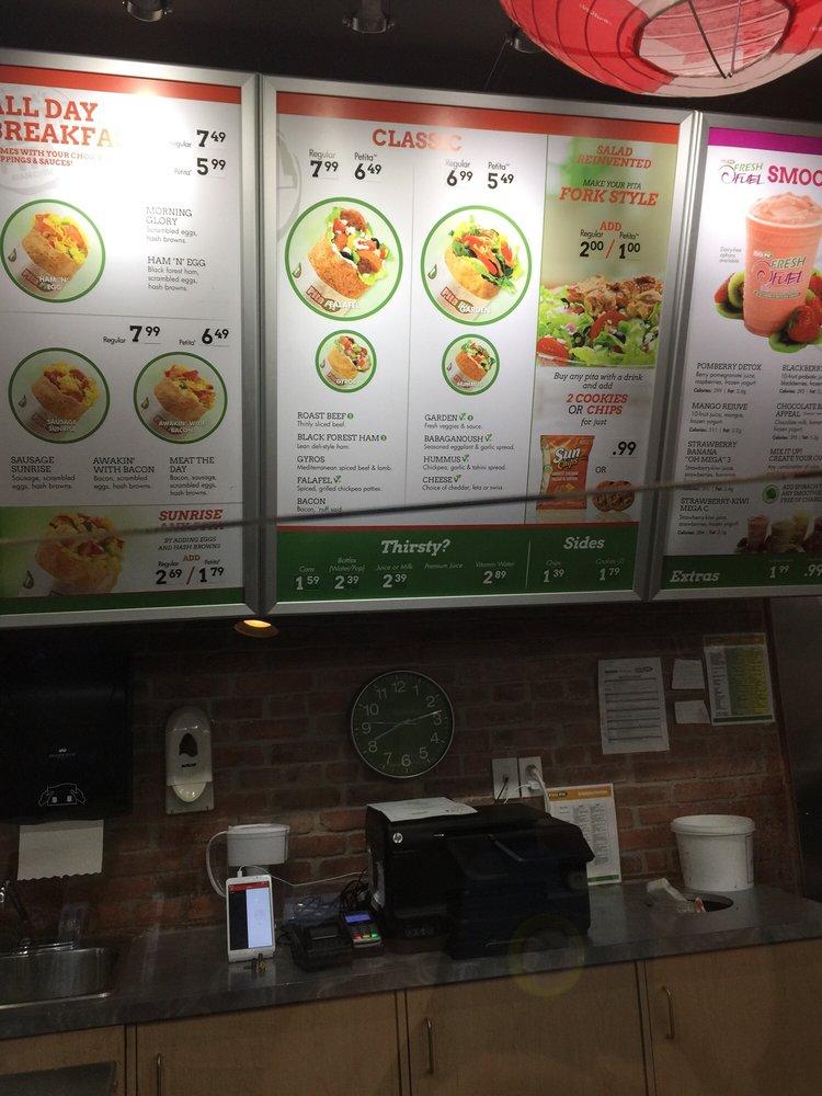 Menu at Pita Pit restaurant, Winnipeg, 33 University Crescent