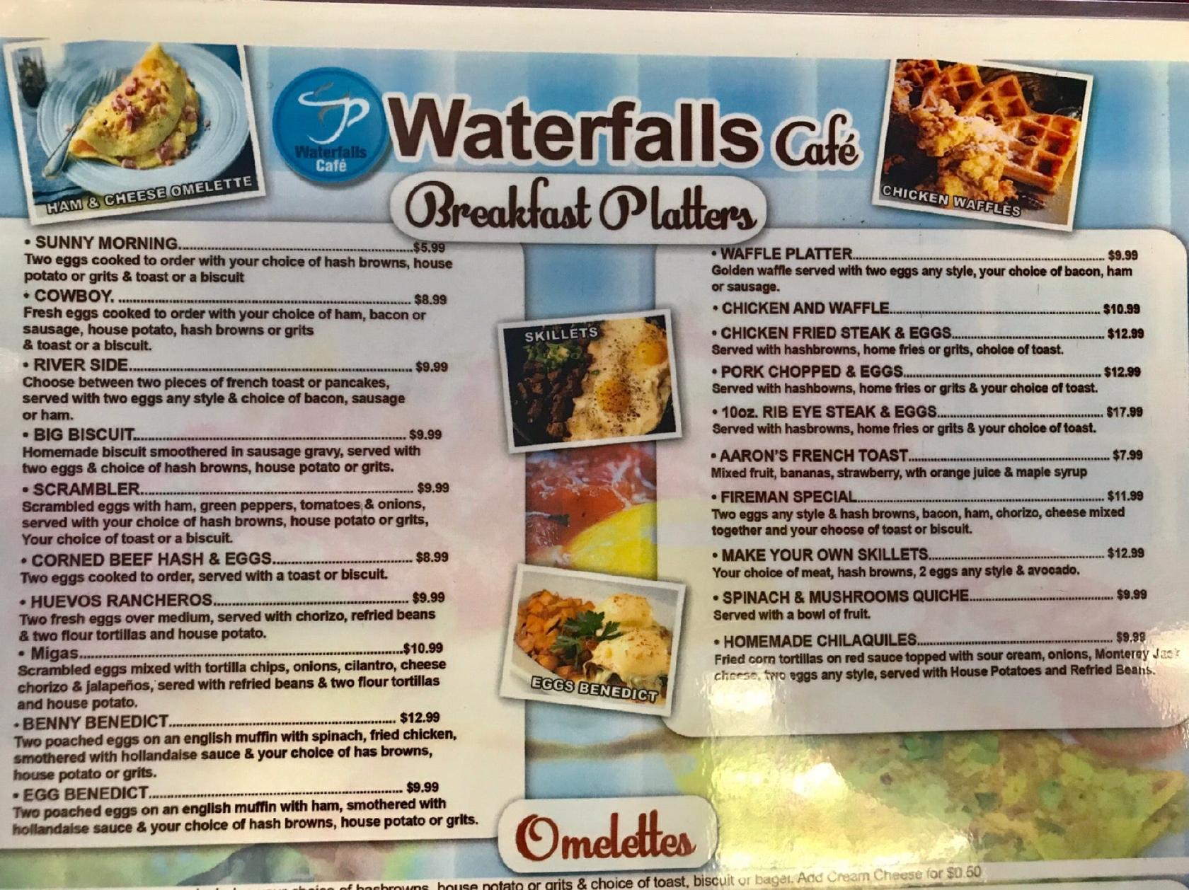 Menu At Waterfalls Cafe The Woodlands Farm To Market 2920 180