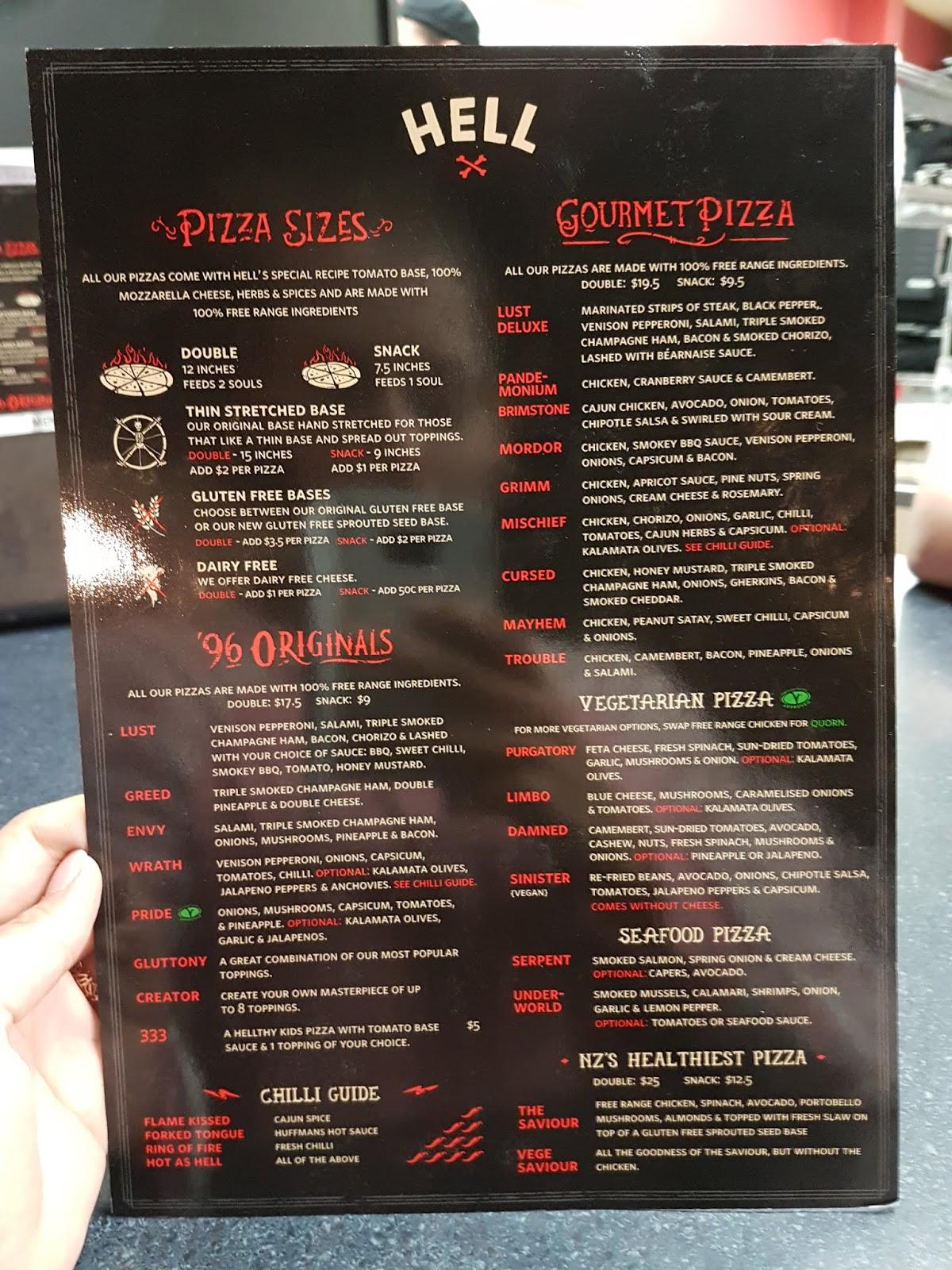 Menu at Hell Pizza Whangarei restaurant, Whangarei
