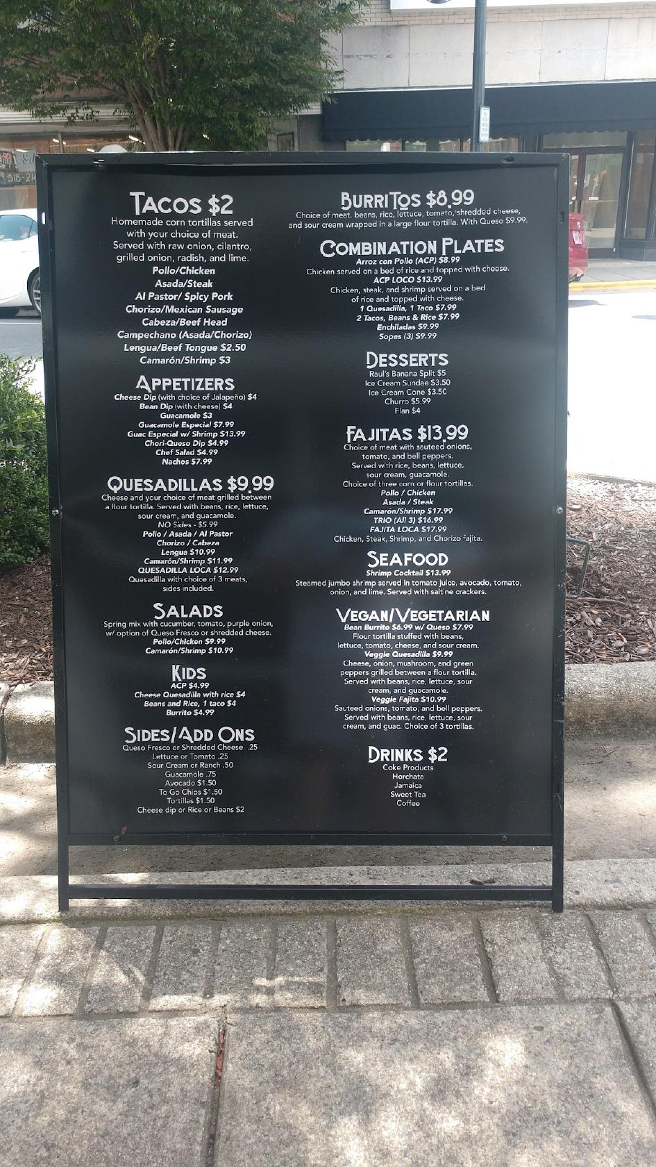 Menu at Cantina Taco Loco pub & bar, Asheboro, 138 Sunset Ave