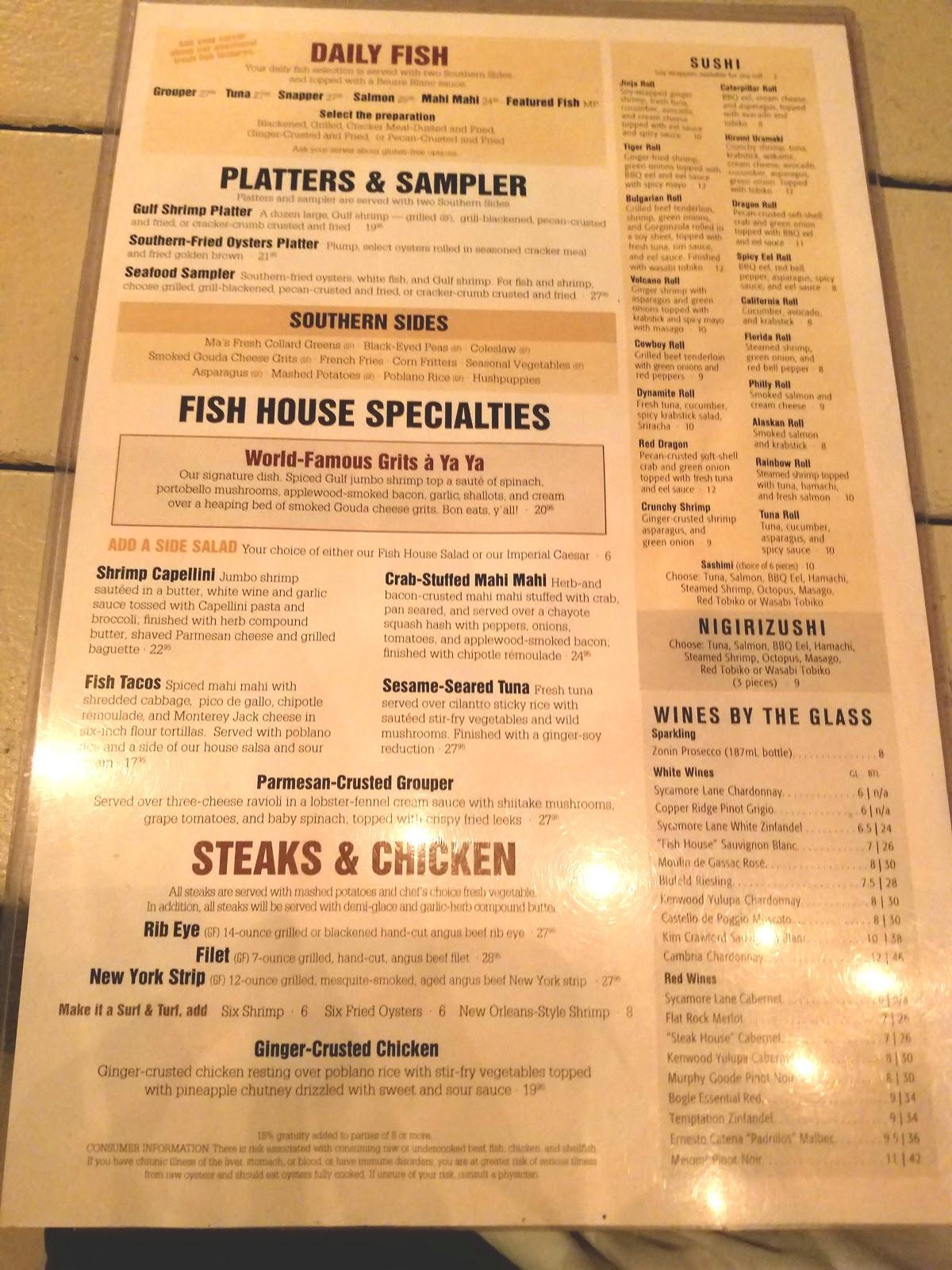 the fish house menu