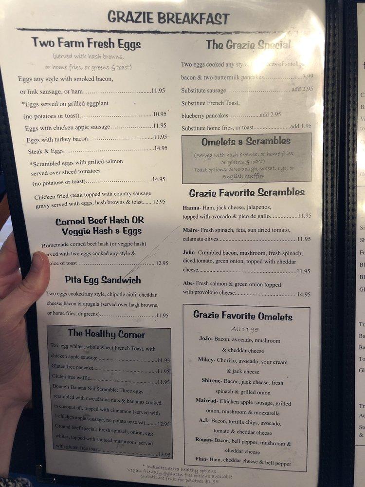 Menu at Grazie Restaurant, Novato