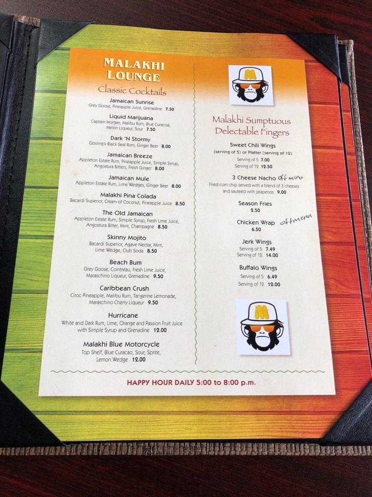 Menu at Malakhi Lounge & Jamaican Restaurant, Manassas