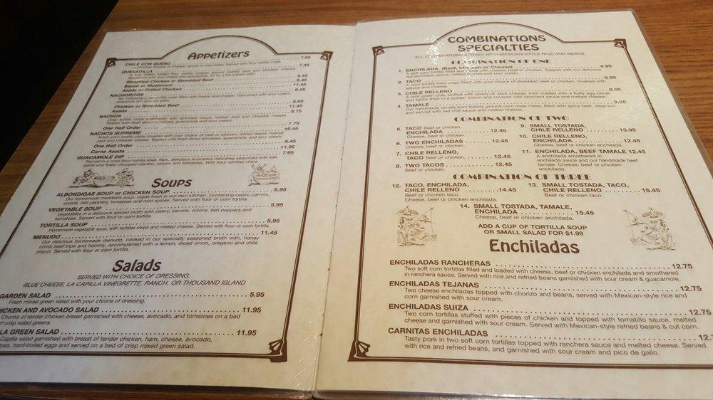 Menu at La Capilla Mexican Restaurant, La Palma