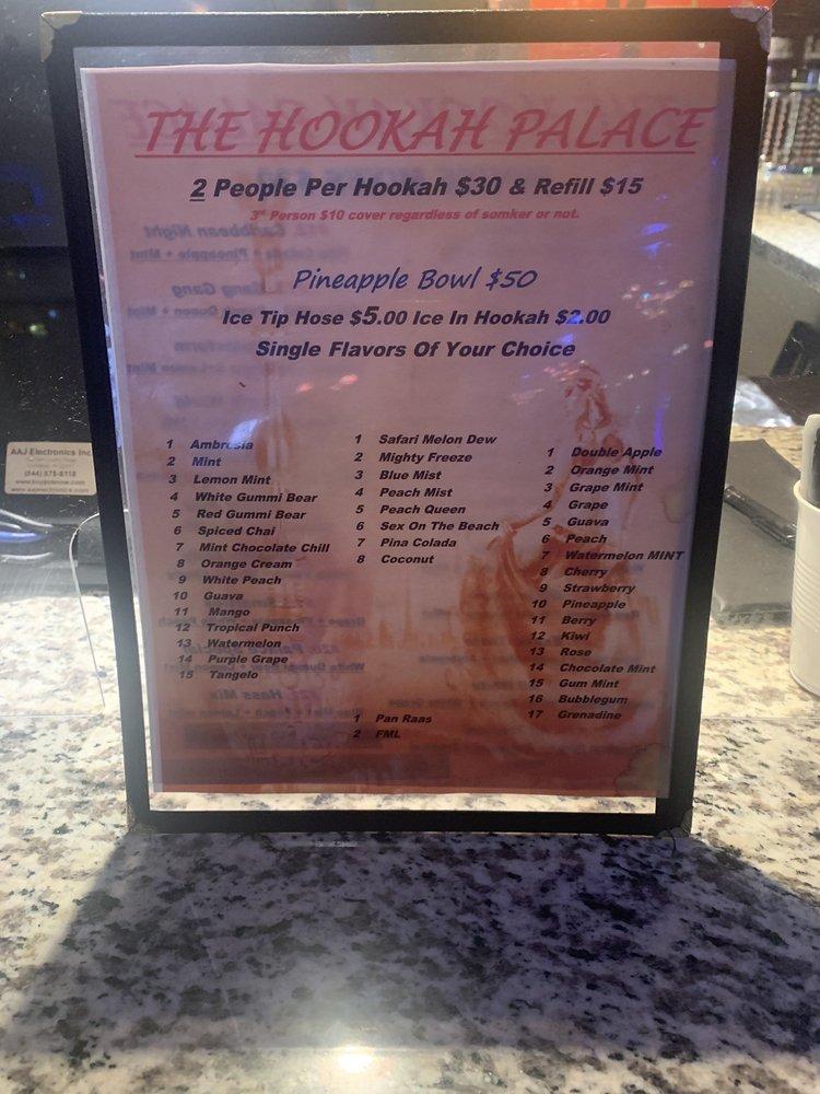 Menu at The Palace Hookah Lounge pub & bar, Sacramento, J St 120
