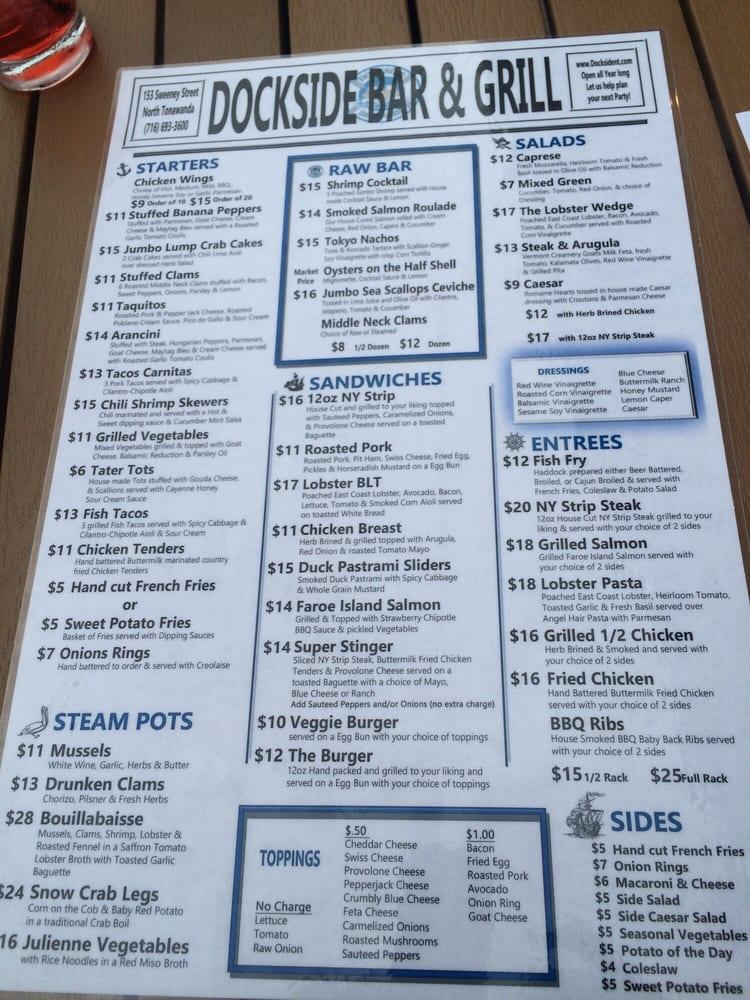 Carta de The Dockside Bar & Grill, North Tonawanda