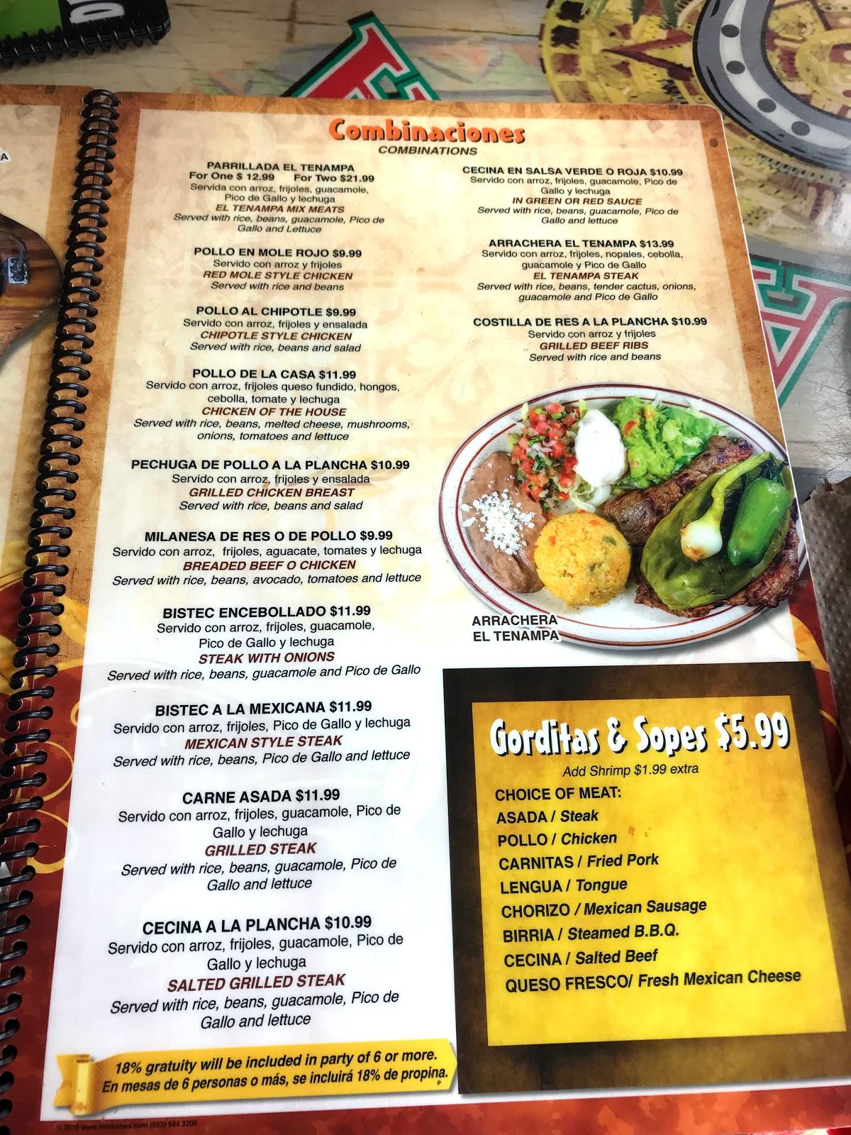 Menu at El Tenampa Mexican Restaurant, Kissimmee, W Irlo Bronson ...