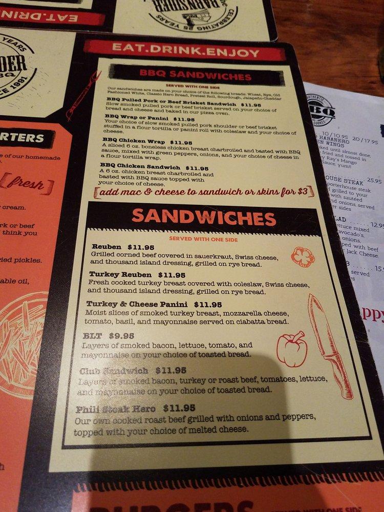 Menu at Barnsider Smokehouse BBQ, Lake