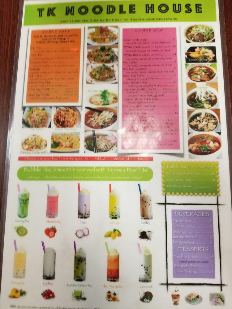 Menu at TK Noodle House Kona restaurant, KailuaKona