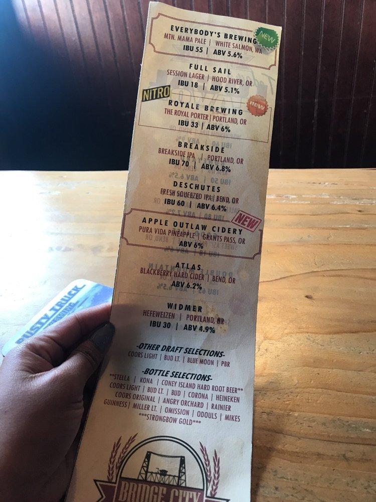 Menu at bridge city taproom pub & bar, Portland, 620 SE 122nd Ave