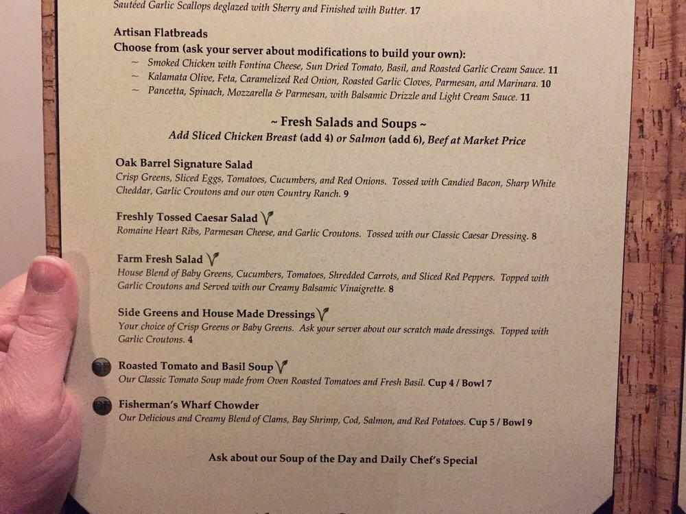 Menu at Oak Barrel of Eagle Restaurant and Lounge, Eagle