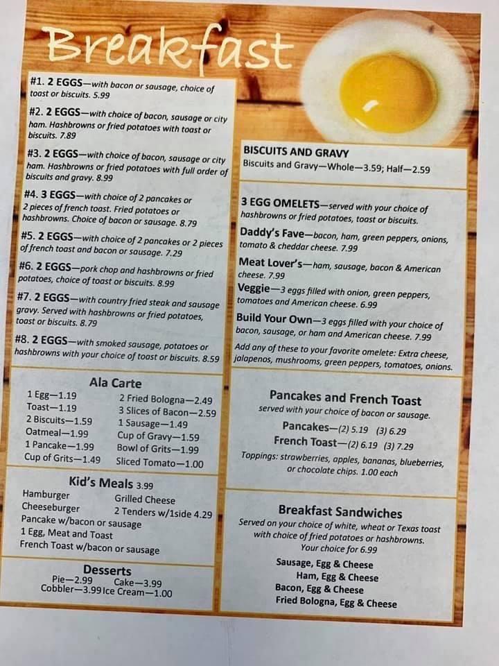 Menu at Lindsay's Kitchen restaurant, Louisville