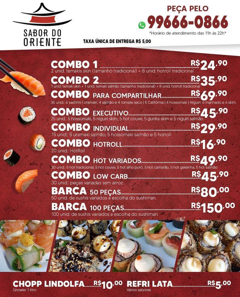 Sabor do Oriente cardápio