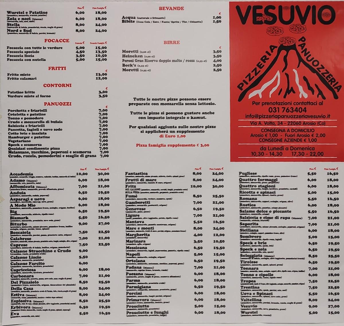 Speisekarte von Pizzeria Panuozzeria Vesuvio, Arosio