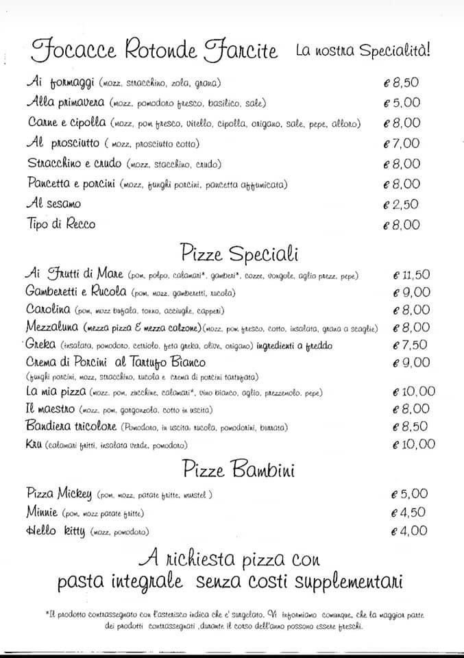 Menu Da Ristorante Pizzeria Acqua E Sale Savona Via Piave