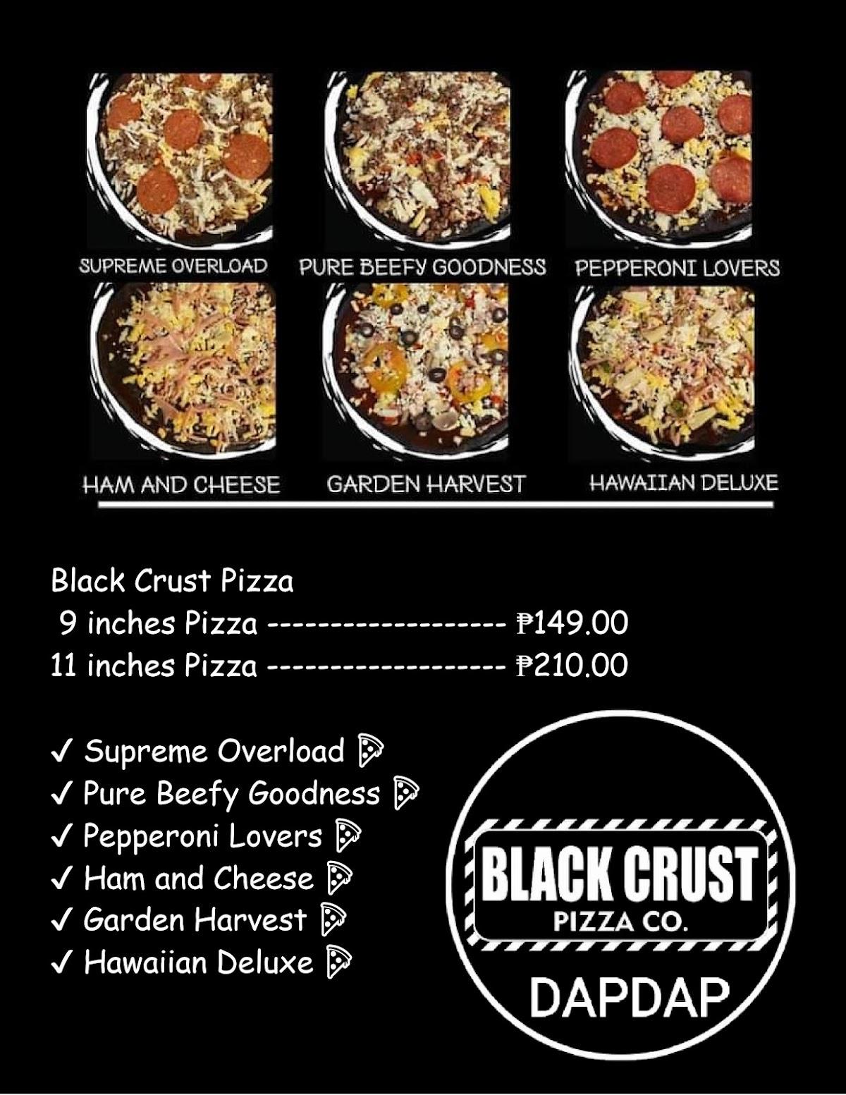 Menu at Black Crust Pizza Dapdap, Bamban pizzeria, Bamban