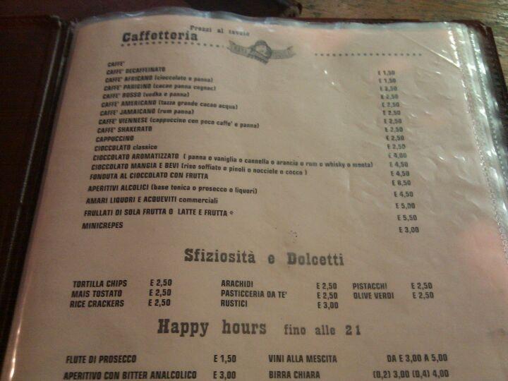Carta del pub y bar Craft House, Roma, Largo Millesimo