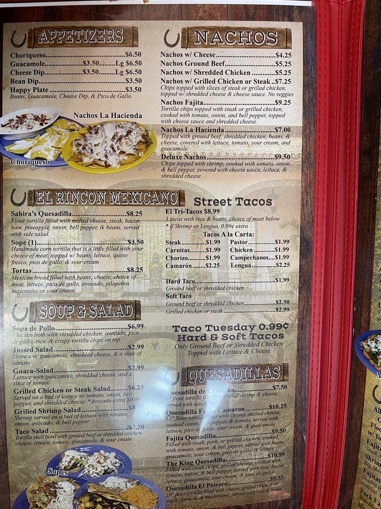 Menu at LA HACIENDA MEXICAN GRILL restaurant, Joplin