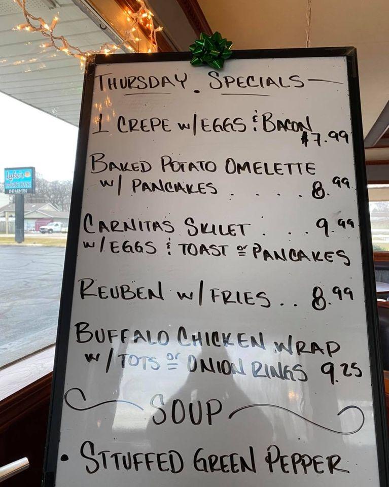 Menu at Lake's Pancake House restaurant, Antioch