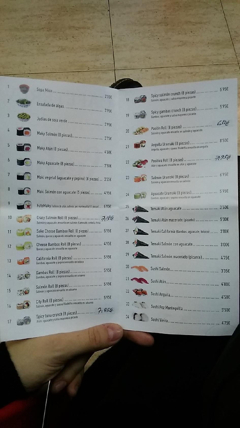 Menu at Cafetería Lunasol, Vinaròs