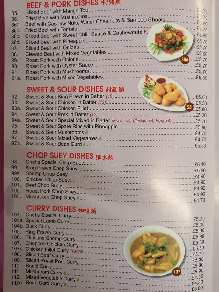 menu at hong kong chef fast food braintree