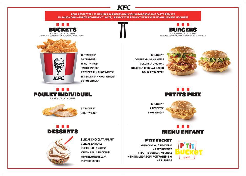 Menu at KFC Laval fast food, Laval, Bd Bertrand du Guesclin