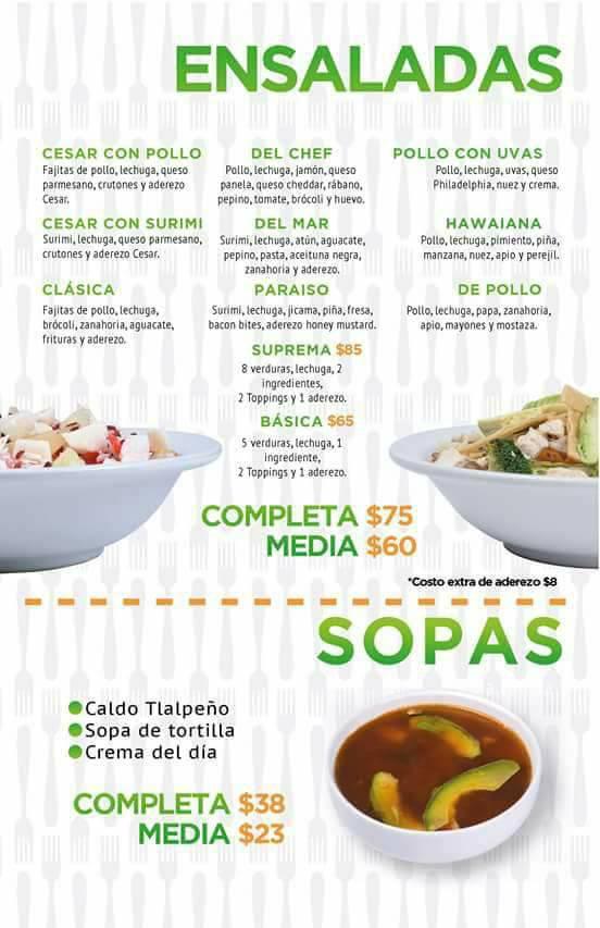 Menu at Salad Express Inc restaurant, Saltillo