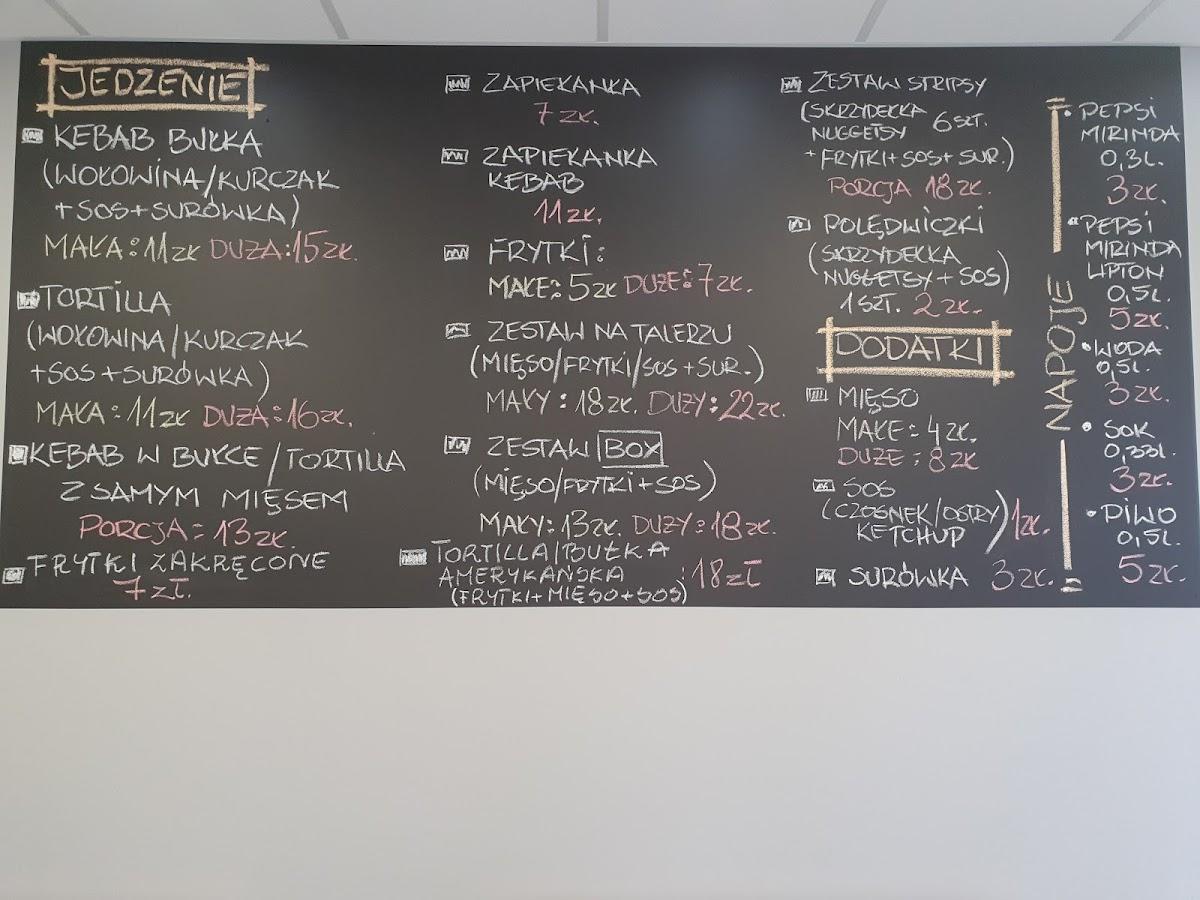 Menu at Czoper Kebab restaurant, Krzywiń