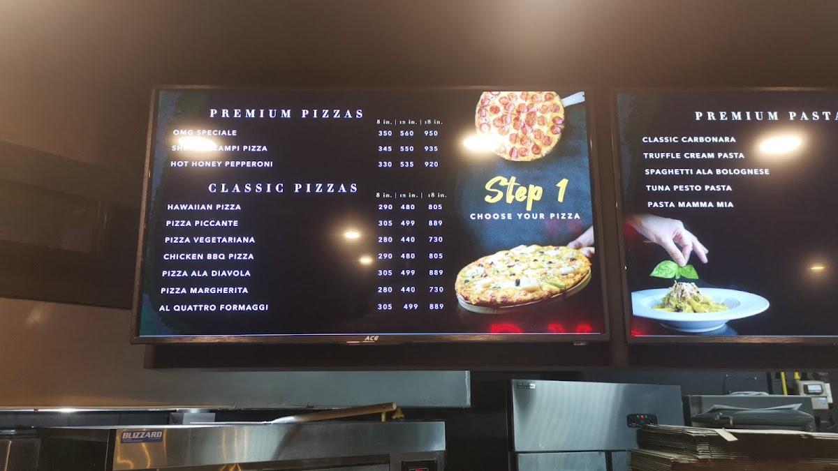 Menu at OMG! Pizza restaurant, Quezon City