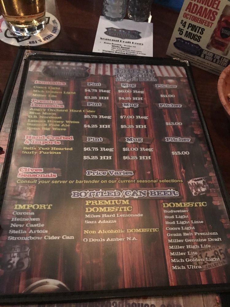 Menu at Clive's Roadhouse Burnsville restaurant, Burnsville