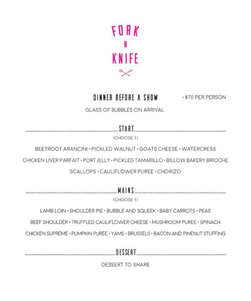Menu at Fork n Knife restaurant, New Plymouth