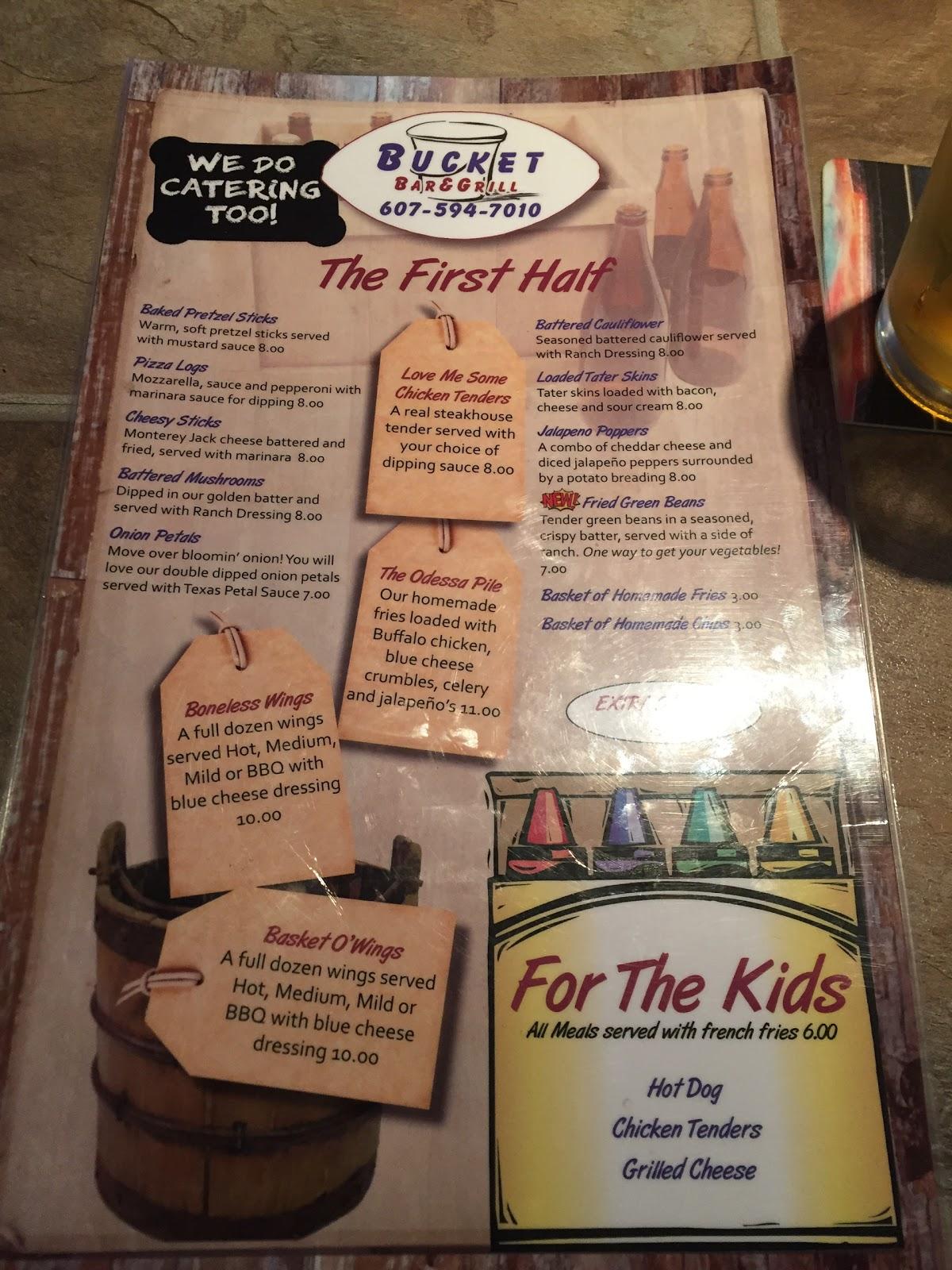 Menu at Bucket Bar & Grill, Odessa