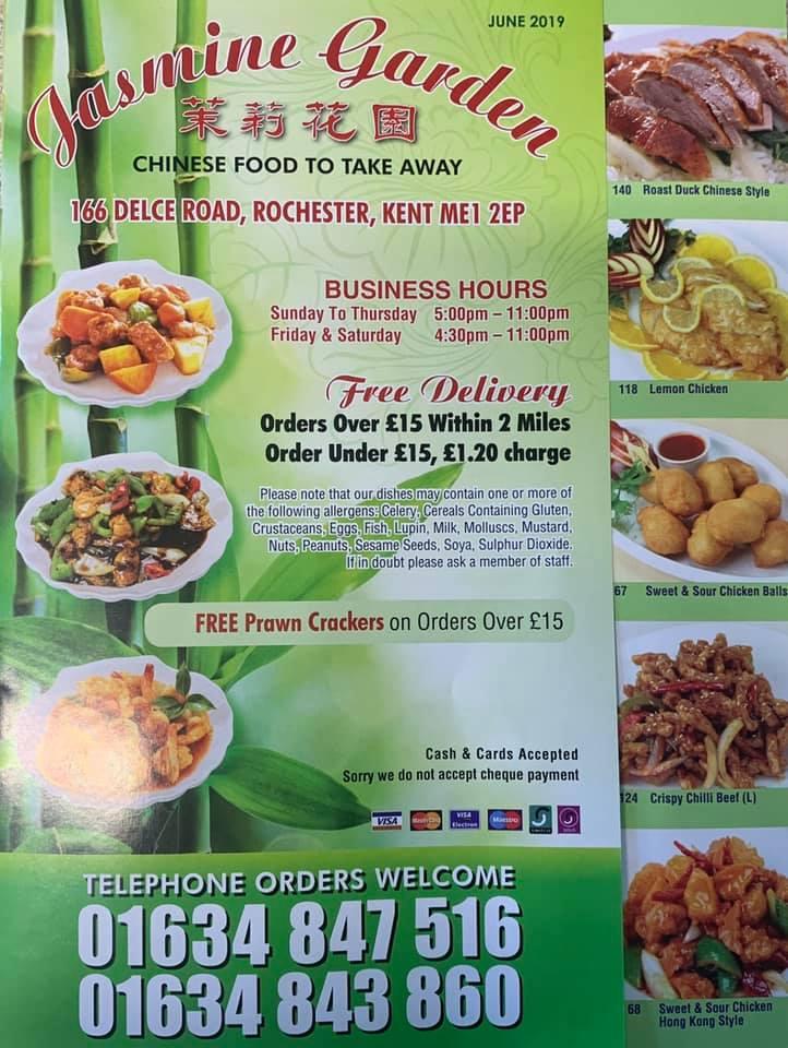 Menu at Jasmine Garden restaurant, Rochester