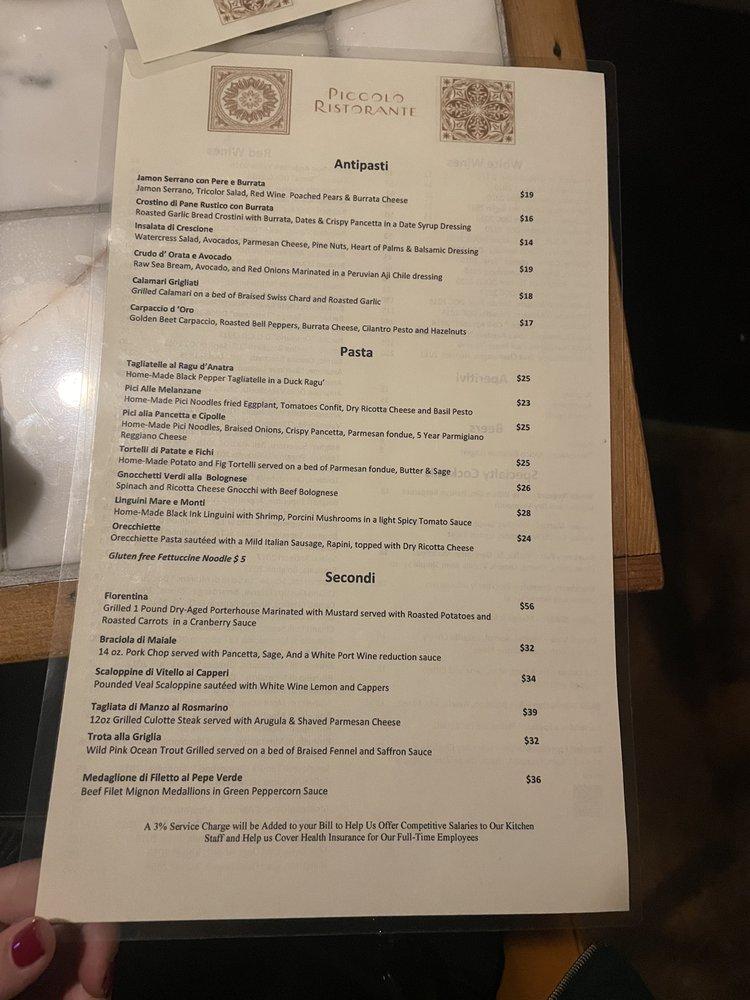 Menu at Piccolo Santa Monica pub & bar, Santa Monica