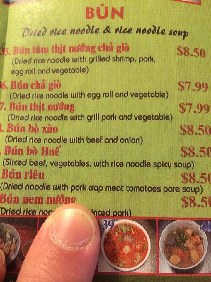 Menu at Que Huong Restaurant, Madison Heights